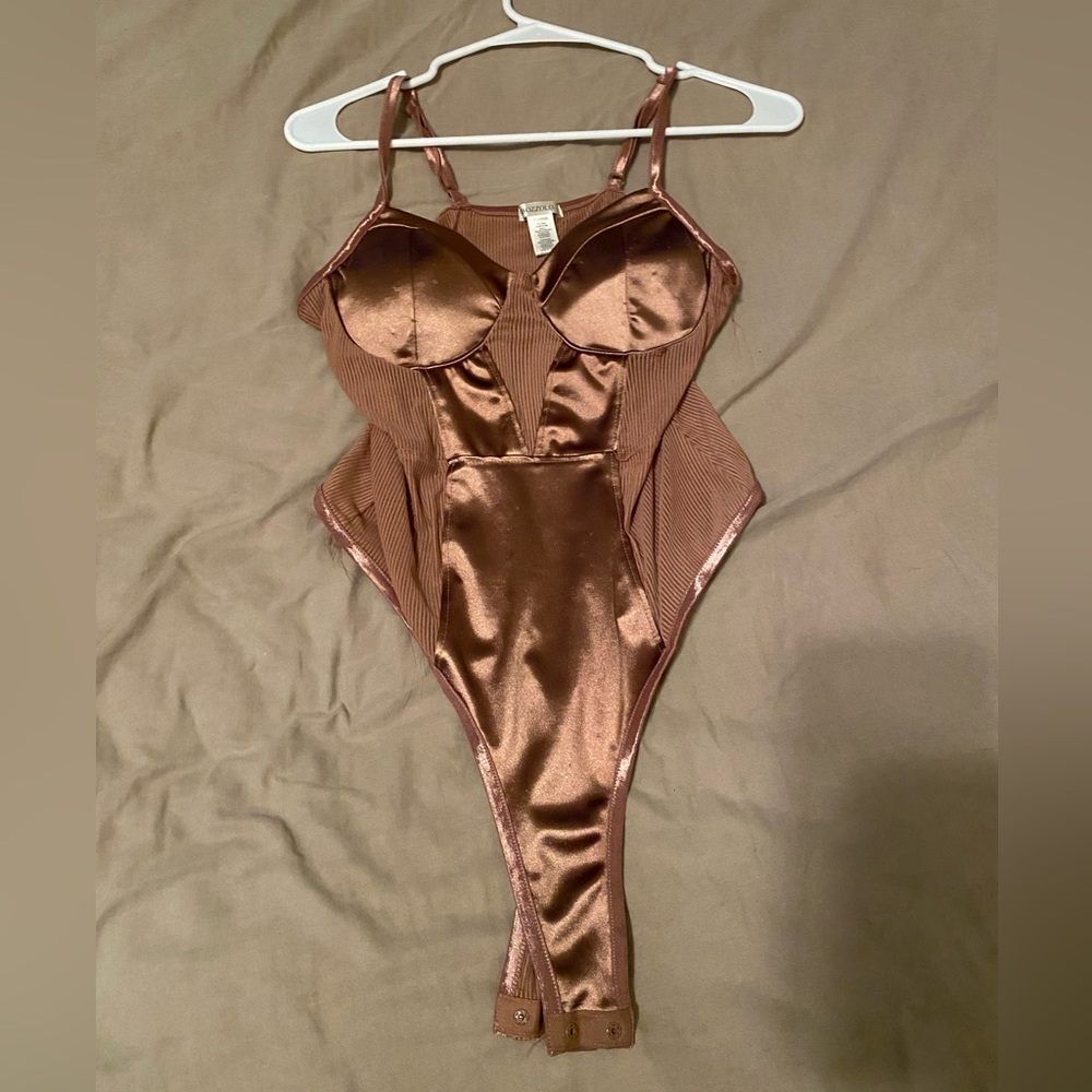 cute thonged brown body suit!